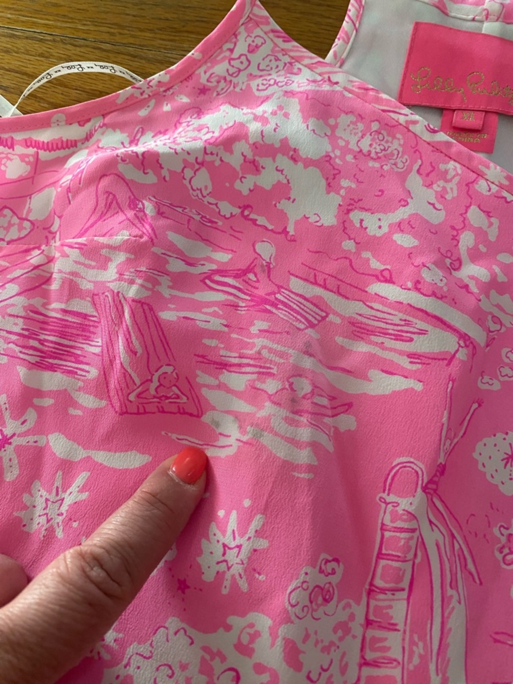 Lilly Pulitzer women’s Pink and White Toile Slip Dress size XL - Picture 7 of 8
